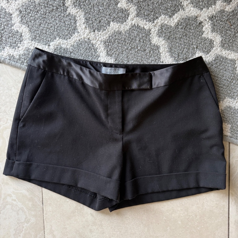 2000s Y2K Charlotte Russe Black Satin Trim Mini Shorts